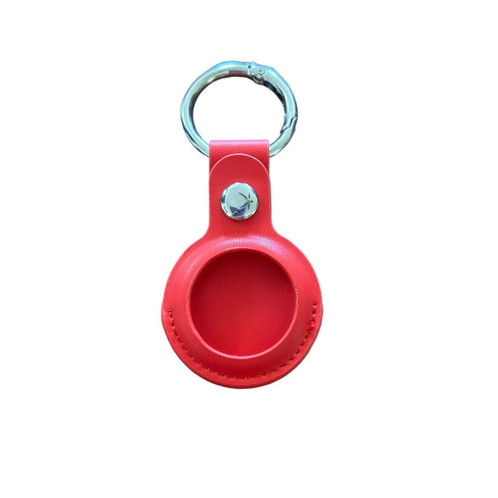 (NWOT) Airtag Holder / Case Keychain with Ring Metal Snap Keyring (Red)